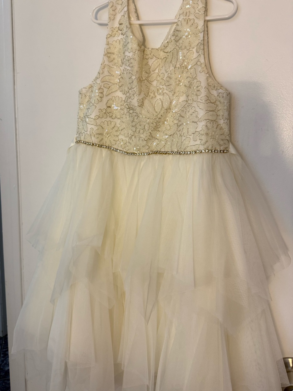 American Princess Ivory Sequin Floral Tulle Party Dress